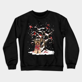 Yorkshire Terrier Scarf Cardinal Snow Christmas Crewneck Sweatshirt